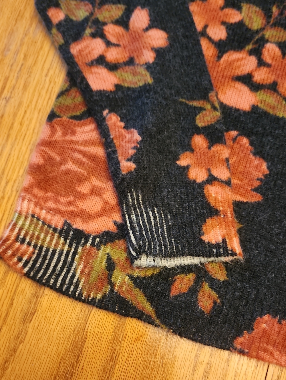 CeCe Black Floral Crewneck Sweater - Picture 15 of 16